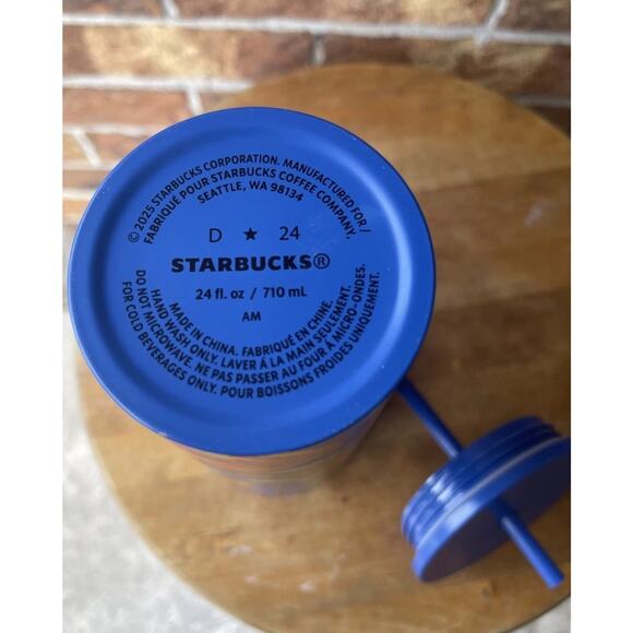 Starbucks Farm Rio 24 oz Tumbler Cup Blue Pink Floral With Straw New 2025 - Picture 6 of 6